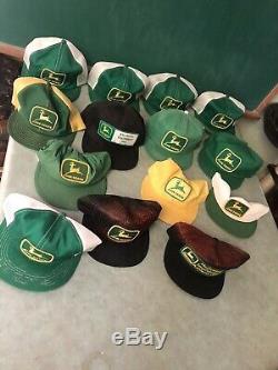 14 Vintage Snapback Trucker Hat Cap Farm JOHN DEERE Tractor Mesh