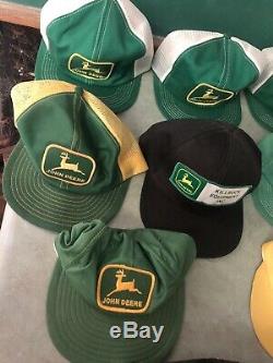 14 Vintage Snapback Trucker Hat Cap Farm JOHN DEERE Tractor Mesh