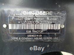 2012 John Deere 1026R Tractor, 4WD, JD H120 Loader, Hydro, 60in BM, 472 Hours