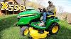 2021 X590 John Deere Lawn Tractor Cutting And Mowing Grass