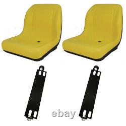 (2) Yellow HIGH BACK SEAT with Pivot Rod Bracket Fits John Deere Gator CS CX Utili