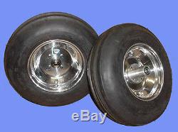 2 new 4.00-8 Garden Tractor Puller 3-Rib Front Tires on Aluminum Wheels D/S C