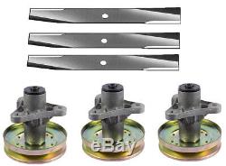 3 Spindles and Blades Combo For John Deere 46 Mower Deck LT166 Lawn Tractor