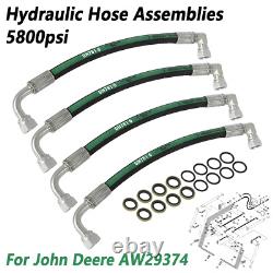 4x For John Deere AW29374 Tractor 5800psi Hydraulic Hose Assemblies Tubing Kit