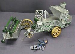 Antique Vtg Vindex Cast Iron John Deere Combine Tractor Toy Original Paint