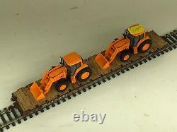 Athearn Ho scale custom 50' flat car With John Deere Highway Department tractors