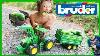 Bruder John Deere Tractor Harvests Organic Cucumbers