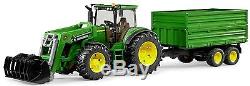 Bruder Toys John Deere Tractor 7930 with Frontloader & Tipping Trailer 09810 NEW