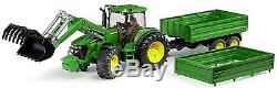 Bruder Toys John Deere Tractor 7930 with Frontloader & Tipping Trailer 09810 NEW