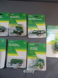 ERTL Farm Toy 1/64 Scale John Deere Tractor Lot Die-Cast Baler Wagon Mixer