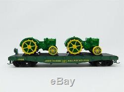 HO Scale Athearn 1998 John Deere Train Set Diesel with 3 Freight Cars, 2 Tractors