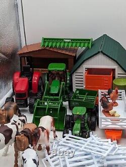 Huge Lot New Ray Ertl John Deere Equipment Buildings Farm Animals And Fencing