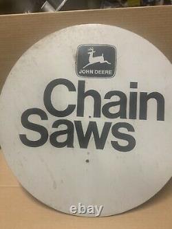 JOHN DEERE Vintage Dealer Chainsaw Sign Rare Tractor Gas Oil Advertising