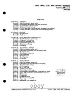 John Deere 1640, 1840, 2040, 2040S Tractor Service Manual Repair Shop Technical