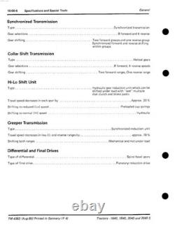 John Deere 1640, 1840, 2040, 2040S Tractor Service Manual Repair Shop Technical