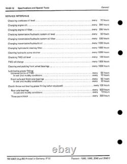 John Deere 1640, 1840, 2040, 2040S Tractor Service Manual Repair Shop Technical