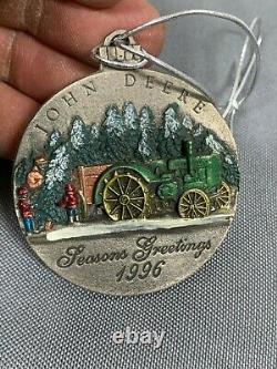 John Deere 1996 Christmas Ornament Painted Pewter First Year Model D Tractor