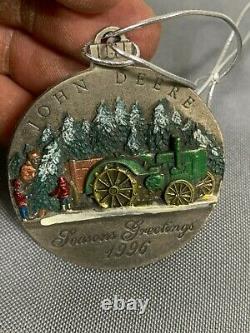 John Deere 1996 Christmas Ornament Painted Pewter First Year Model D Tractor