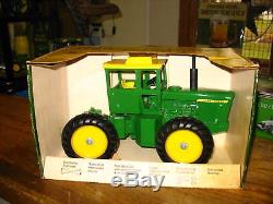 John Deere 1 Hole 7020 7520 4wd Tractor Nib Ertl Htf Rare Green Yellow Box 1970s