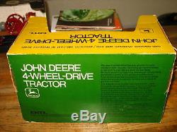 John Deere 1 Hole 7020 7520 4wd Tractor Nib Ertl Htf Rare Green Yellow Box 1970s