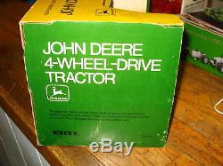 John Deere 1 Hole 7020 7520 4wd Tractor Nib Ertl Htf Rare Green Yellow Box 1970s