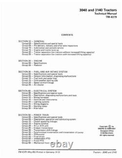 John Deere 3040, 3140 Tractor Service Manual Repair Shop Technical Book
