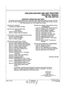 John Deere 4050, 4250, 4450, 4650, 4850 Tractor Service Manual Repair Shop Book