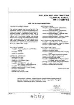 John Deere 4050, 4250, 4450 Tractor Service Manual Repair Shop Technical Book