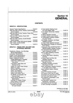 John Deere 4050, 4250, 4450 Tractor Service Manual Repair Shop Technical Book