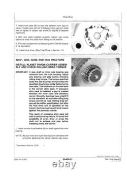 John Deere 4050, 4250, 4450 Tractor Service Manual Repair Shop Technical Book