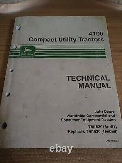 John Deere 4100 Compact Tractor Service Repair Manual TM1630 Apr 01