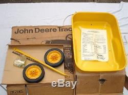 John Deere 520 YELLOW Industrial Pedal Tractor & Trailer Barn Find In Orig Boxes