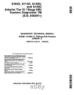 John Deere 6105d 6115d 6130d 6140d Tractor Operation Test Manual Tm607319