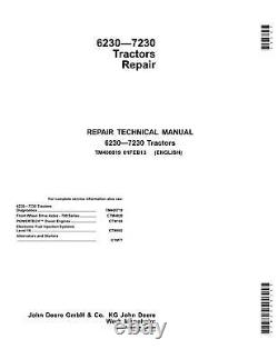 John Deere 6230 6330 6430 7130 7230 Tractor Repair Service Manual
