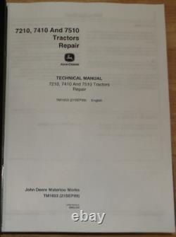 John Deere 7210 7410 7510 Tractor Technical Service Shop Repair Manual Book