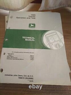John Deere 7405 Tractor Service & Operation & Test Manual Set TM6014 TM6015