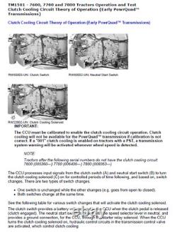 John Deere 7600 7700 7800 Tractor Genuine technical Operation Test manual TM1501