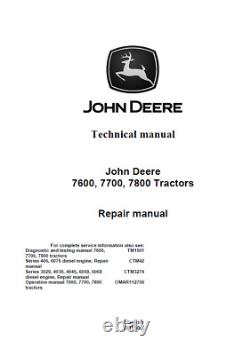 John Deere 7600 7700 7800 Tractor Repair Technical Manual Service TM1500