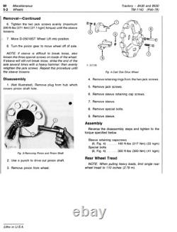 John Deere 8430 & 8630 Tractor Technical Service Repair Shop Manual Book TM-1143