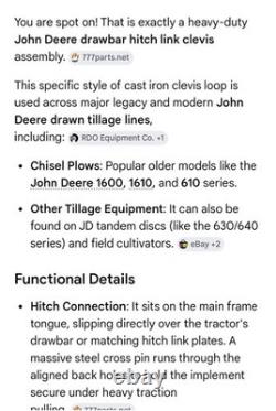 John Deere Chisel Plow Clevis For 1600 1610 610 Series