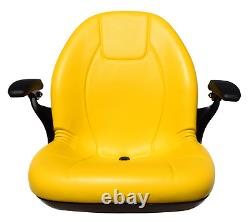 John Deere High Back Lawn Mower Compact Tractor Seat With Armrests Yellow