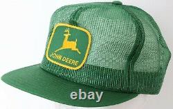 John Deere JD Tractor Louisville Green USA Vtg Full Mesh Snapback Adjustable Hat