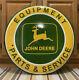 John Deere Metal Sign Parts Service Equipment Vintage Style Tractor Wall Decor