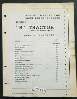 John Deere Model B Tractors Service Manual SM-9-29-48 1948