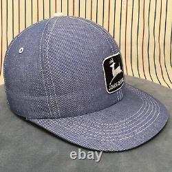 John Deere Patch Denim K-Products Snapback Trucker Hat VTG Farm Tractor Cap USA