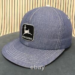 John Deere Patch Denim K-Products Snapback Trucker Hat VTG Farm Tractor Cap USA