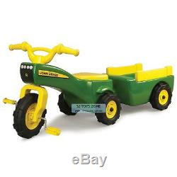 John Deere Pedal Tractor & Pull Wagon Kids Children Toy Ride On Tricycle Free Sh