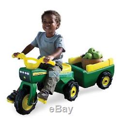 John Deere Pedal Tractor & Pull Wagon Kids Children Toy Ride On Tricycle Free Sh