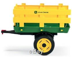 John Deere Stake Side Trailer For Ground Tractors YellowithGreen- Peg Perego
