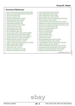 John Deere TM113319 X105, X125, X145, X165, and 107S lawn tractor technical manu
